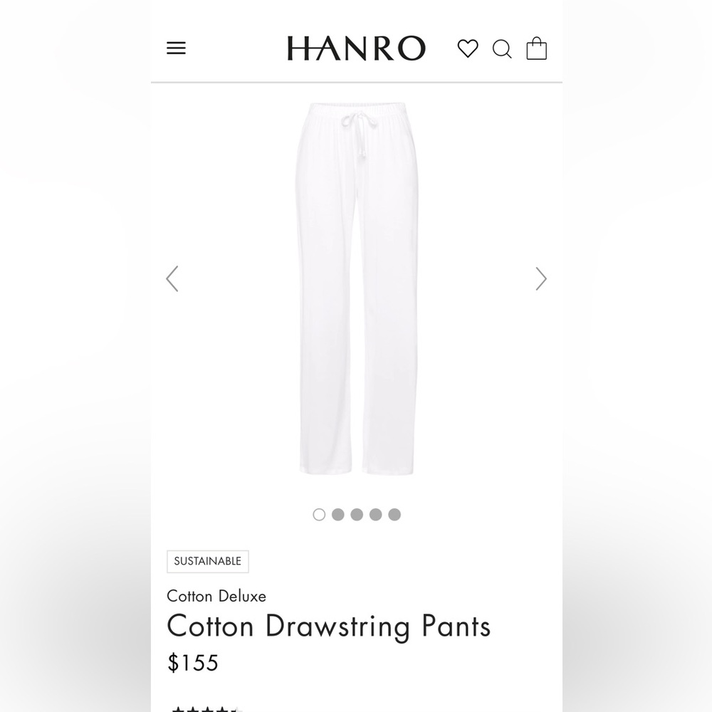 Hanro White Women's Lounge Pants large luxury brand pajamas 100% cotton. EUC!
